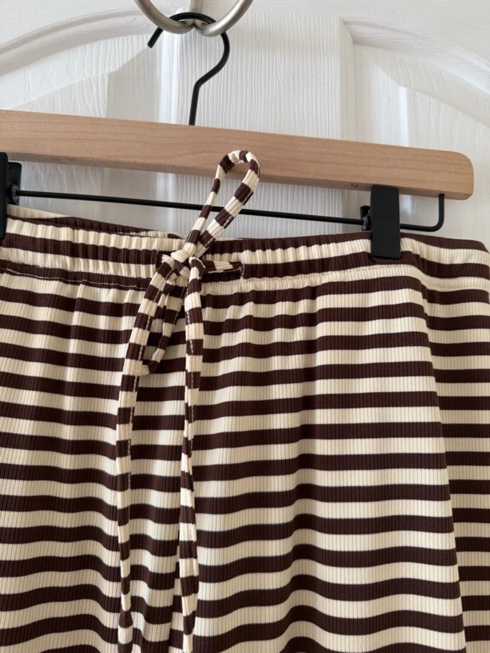Striped Brown and Cream Pants - Women's Relaxed Fit - Picture 2 of 3